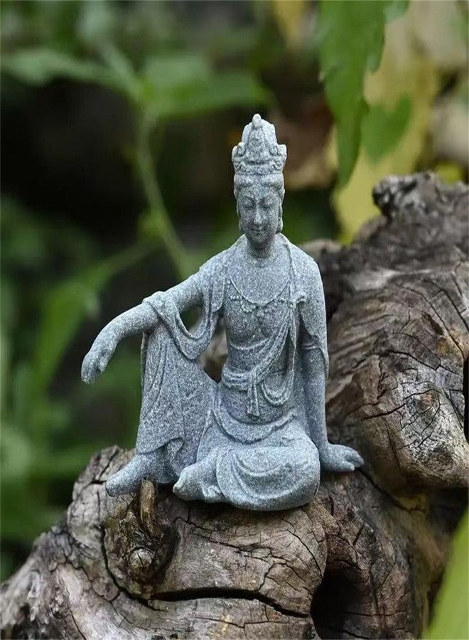 livelyfish Little Aquarium Buddha Statue Sandstone Buddha Figurine Zen Buddhism Statues for Fish Tank Garden Decoration(S, Gray) - Image 2